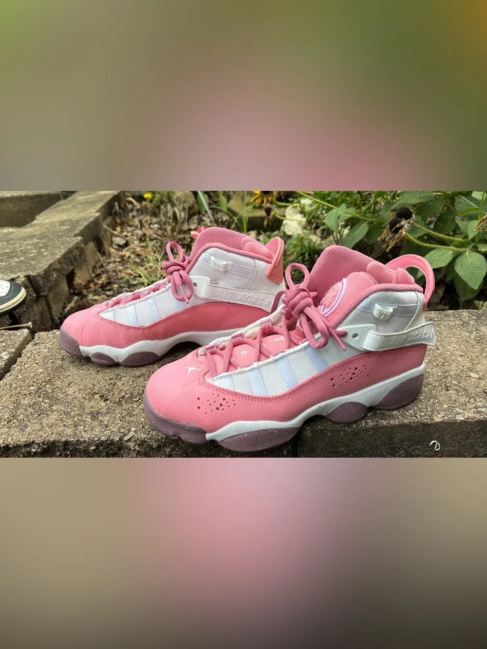 Girls' Pink and White air Jordan 6 rings Basketball Shoes